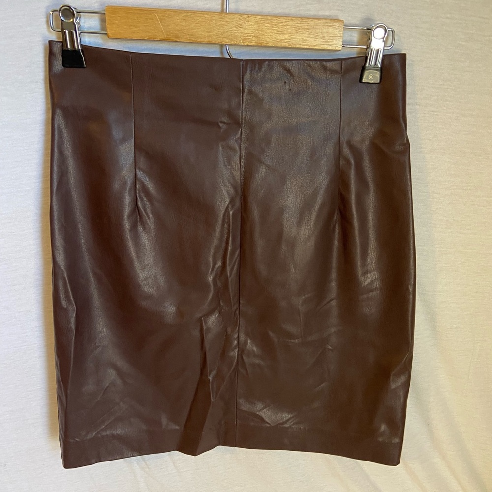 Faux Brown Leather Mini Skirt